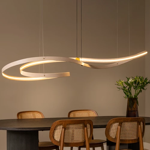 Lucide SLALOM - Pendant light - LED Dim. - CCT - 1x80W 2200K/4000K - Cream | Premium - atmosphere 1